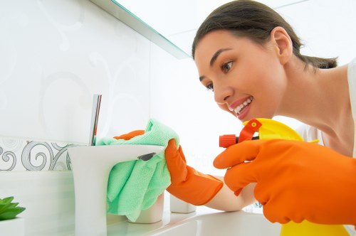 Manager reviewing safety procedures in a cleaning environment
