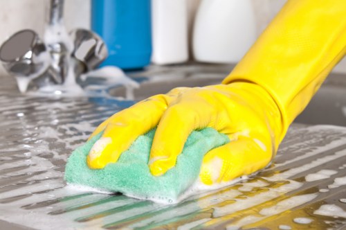 Domestic cleaner in Collierswood tidying a modern living room